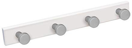 POIGNÉELINE Portemanteau Patère Mur Bois Boutons Gris Blanc 485x50x65mm
