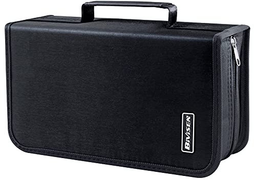 Bivisen CD/DVD Case Holder, 128 Capacity CD VCD Media Wallet, Storage, Holder, Booklet, Organizer (Black)
