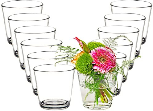 Windlichter Lilly aus Glas, konisch Ø 10 cm H 9 cm - Teelichtgläser - Teelichthalter - Vorspeisengläser - Dessertgläser - Vasen (12 Stück)