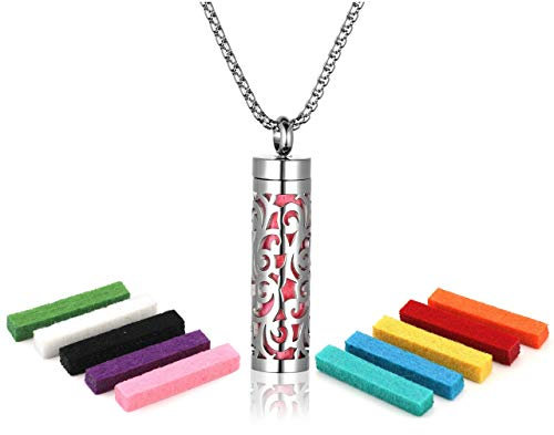 Zysta Aromatherapie Schmuck- Damen Herren Parfum Hohl Locket Käfig Anhänger Floating Charm Aroma Medaillon ätherisches Öl Diffuser Halskette mit 10pcs Pads (Hohl- Trichterwinde)