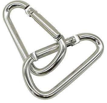Trimming Shop 45mm Carabiner Aluminium Spring-Loaded Snap Hook Clasps, D-Shape Keychain Clip for Outdoor Camping, Travelling, Cycling, Secure Water Bottle Holder Rust-Proof – 2 Pcs, Silver