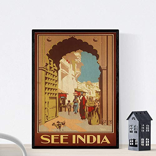 Nacnic Vintage Poster Vintage Poster Asien. Indien Street. A3 Größe