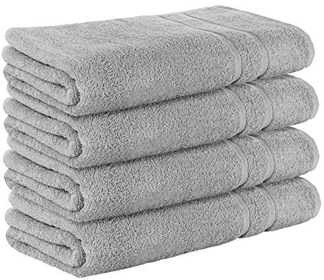 StickandShine 4er Set Premium Frottee Saunatuch 80x200 cm in hellgrau in 500g/m² aus 100% Baumwolle