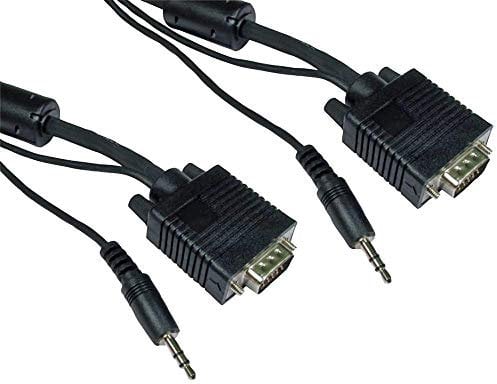 SVGA maschio a maschio con cavo audio stereo, nero, 15 m, cavo VGA