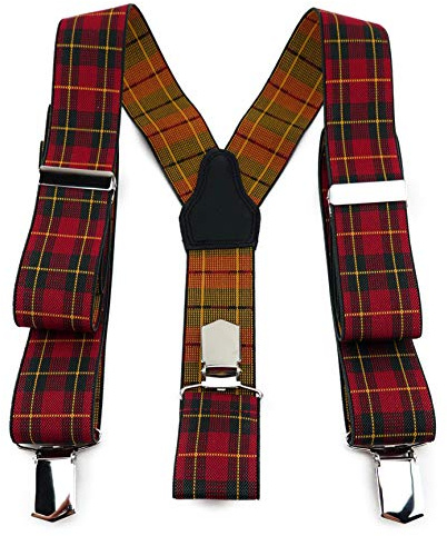 TigerTie Unisex Hosenträger in Y-Form mit 3 extra starken Clips - Farbe in kariert - hochwertige Verarbeitung - Breite 35 mm