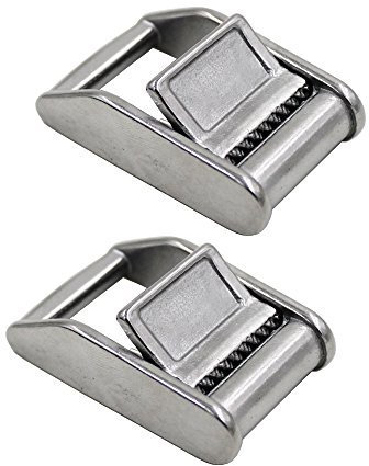 Chiloskit 2 pz in acciaio inox 316 Cam Fibbia Cricchetto Fibbia Tie Down Strap o Cinghia Cargo Lashing Lash Bagagli Borsa Fibbia in Metallo, Argento, 38mm buckle