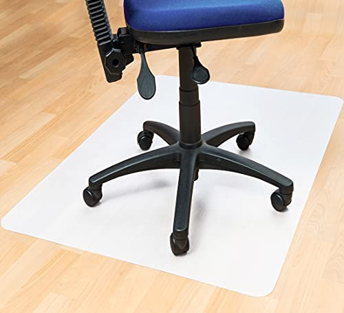 Marvelux ECO faltbare anti-rutsch Bodenschutzmatte Bürostuhl für Hartböden, Teppichfliesen 117x145cm milchig weiß Bürostuhl unterlage mit rutschfester Rückseite, rechteckig Stuhlmatte umweltfreundlich