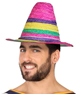 ATOSA sombrero paja mexicano multicolor 33 cm diámetro