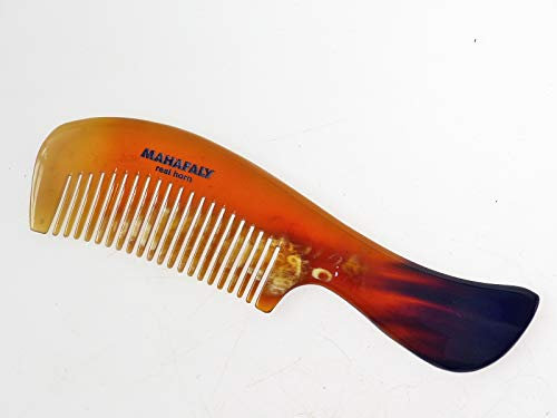 Hornkamm Griffkamm Evelyn 19 cm mittelfeine Zahnung, Naturkamm aus echt Rinderhorn handgesägt rückfettend antistatisch haarpflegend antiallergen Handarbeit fair gehandelt 10 Jahre Garantie