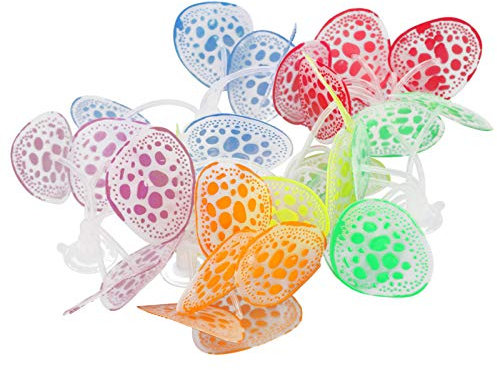 6Pcs Glowing Effect Silicone Artificial Coral Plant Ornament with Suction Cup for Fish Tank Aquarium Landscape Decoration Fish Tank Decorations