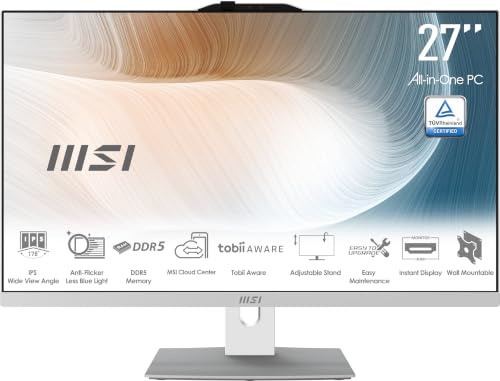 MSI Modern AM272P 1M-1289DE - All in One PC, Intel Core 7 Prozessor 150U, 27 Zoll, FHD (1920x1080), 512GB SSD, 16GB DDR5, Webcam, Windows 11 Pro, Weiß