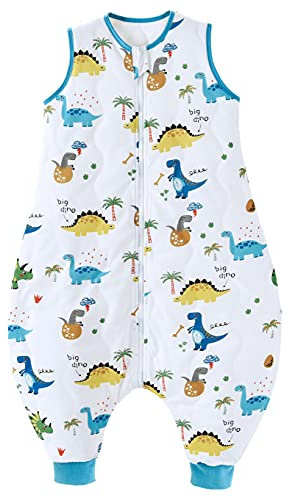 Chilsuessy Baby Schlafsack mit Füße 2.5 Tog Ganzjahres Schlafsack(CPC-Zertifizierung) Baby Schlafsäcke Babyschlafsack mit Beinen für Säugling Kinder, Dinosaurier Park, 80cm/Baby Höhe 90-100cm