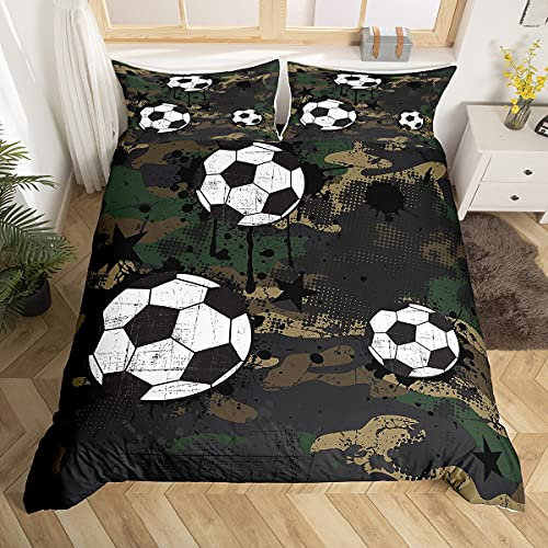 Camouflage Bedding & Linen Soccer Ball Bedding Set America Football Duvet Cover for Children Kids Boys Girls Sports Games Bedding & Linen Army Military Double Size