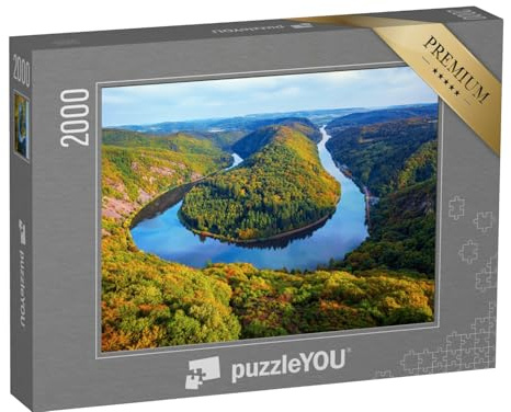 puzzleYOU: Puzzle 2000 Teile „Blick von der Cloef auf die Saarschleife in Mettlach, Saarland“ – aus der Puzzle-Kollektion Saarland, Deutschland