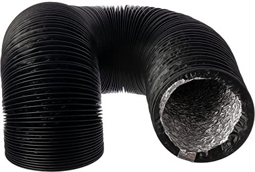 Ø 125mm / 3m Aluminium Schwarz Lüftungsschlauch - PVC Flexschlauch - Abluftschlauch für Trockner, Klimaanlage, Abzugshaube