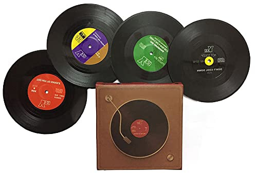 4 Stück Retro-Vinyl-Untersetzer, Tassen, CDs, Schallplatten, Untersetzer, Platzsets, kalte heiße Getränke, Tischschutz, Tassen-Untersetzer