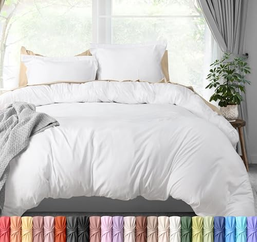 Utopia Bedding Duvet Cover California King Size - 3 Piece with Zipper Closure - 1 Comforter Cover 104X98 Inches & 2 Pillow Shams 20X36 Inches (White) Comforter Not Included