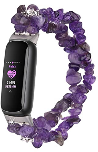 Lebensstyle Crystal Uhrenarmband Bracelet für Fitbit Luxe Band Wristband Wiedereinbau Elastischer Bänder Smartwatch Zubehör Frau Männer(Kristall Violett)