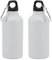 TIENDA EURASIA® Pack de 2 Botellas de Agua en Aluminio de 400 ml, con Tapón de Seguridad y Mosqueton Metalico de Transporte, Cantimplora para Camping, Gimnasio, Trabajo, Color Blanco