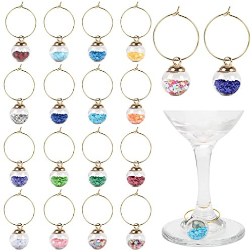 SLFYEE 18 Piezas Marcador de Copas de Vino Encantos de Copa de Vino Marcadores de Bebida Etiquetas de Identificación Vino Marcadores de Vidrio de Fiesta para Bebidas Fiestas Cóctel Decoración