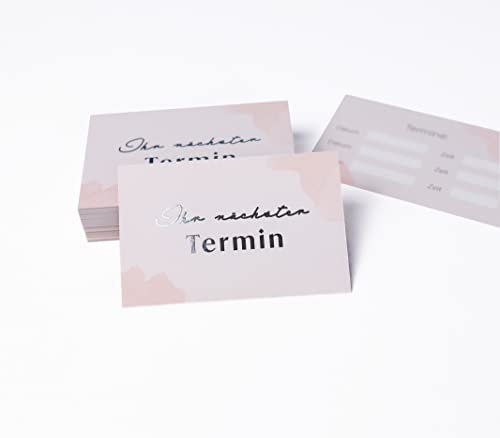 100 Terminkarten mit Silberprägung | für Kosmetikstudio, Friseur, Nagelstudio, Praxis | 3 Termine | Design: Rosy Clouds 2