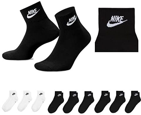 NIKE U NK V CUSH Knöchelsocken für Erwachsene, Unisex, 3 Stück, 3 Paar Weiß 6 Paar Schwarz, 46-50