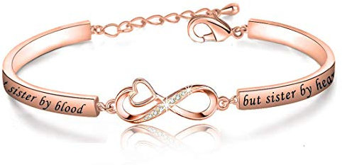 Heart Armband mit Aufschrift Not Sister by Blood But Sister, Geschenk für beste Freundin, Freundschaftsarmband