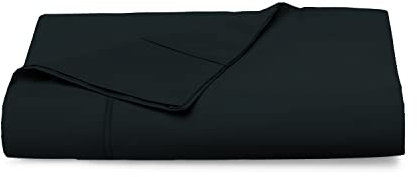 Pizuna 400 Fadenzahl Baumwolle bettlaken, 180x280cm Schwarz,100% Langstapelige Baumwolle betttuch Weiche mako Satin, bettlaken ohne Gummizug (100% Schwarz Baumwolle betttuch 180 x 280cm)