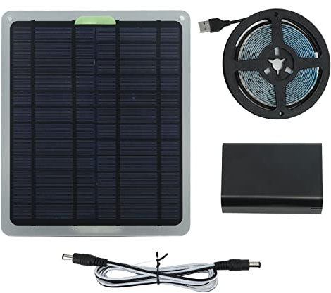 Asixxsix Solar Plant Grow Light Strip, 20W 5V Full Spectrum 9.8ft LED Grow Light Strips mit Batterieschutzbox IP65 wasserdichte Pflanzenwachstumslampe für Gewächshaus Im Innen- Außenbereich