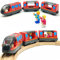 TOPLIVING Batteriebetriebener Zug für Holzeisenbahnschienen-Set, Spielzeug für Kleinkinder im Alter von 3 bis 4 Jahren, Jungen, Kinder, Magnetkupplungen, Stadtfahrzeug mit Figuren (ohne Batterie)