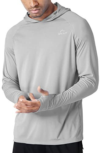 WILLIT Herren Hoodie Kapuzenpullover UPF 50+ Sonnenschutz Rashguard Kapuzen Shirt Langarm SPF Angeln Outdoor Laufen Wandern Leicht Grau XXXL