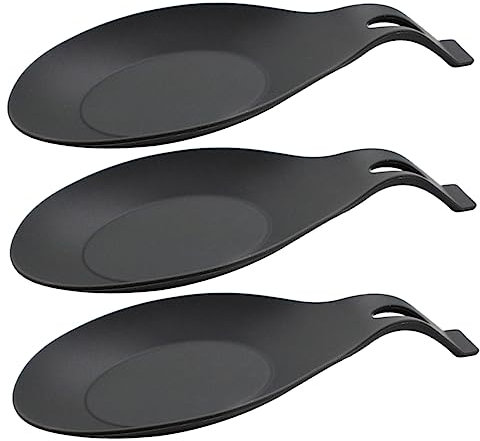 Cabilock 3pièces Support Silicone Pour Ustensiles De Cuisine Repose-cuillère Pratique Et Élegant Pour Table De Cuisine Accroche Noir