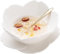 KKGUD Joli bol de service en céramique de 15,2 cm avec soucoupe et cuillère, bol en forme de fleur de cerisier 473 ml (blanc)
