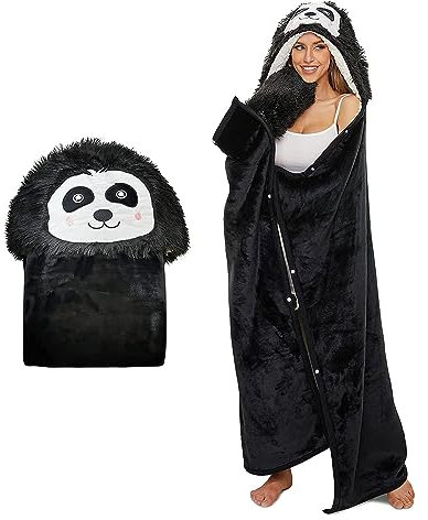 Panda Geschenk für Frauen-Sherpa Fleece Kuscheldecke mit ärmeln,Panda Decke mit Ärmeln Tragbare Decke zum Anziehen als Weihnachten Geburtstagsgeschenk für Frauen Damen