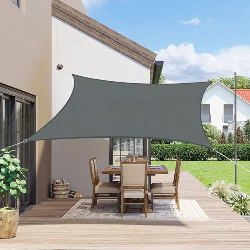 SUNNY GUARD Tenda a Vela Rettangolare 2x4m Impermeabile,Vela ombreggiante parasole Protezione Raggi UV per Giardino Esterno terrazza,Antracite