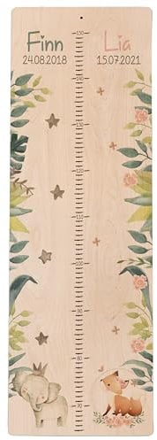 Kidsmood Personalisierte Geschwister-Messlatte aus Holz, Kinderzimmer Deko für Mädchen und Jungs, Personalisiertes Geschenk für Babys und Kinder, Messlatte Kind Holz