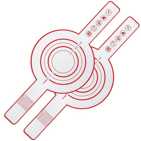 Lot de 2 tapis de cuisson en silicone pour four néerlandais, réutilisables, faciles à nettoyer, tapis de cuisson en silicone, tapis de cuisson avec poignées extra longues pour transvaser la pâte –