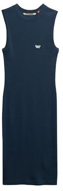 Superdry Damen Geripptes Bodycon-Midikleid Kräftiges Marineblau 38