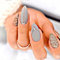 24pcs Short False Nails Oval Grey Press on Nails Glitter Gold Fake Nails Glue on Nails Removable Stick on Nails Fake Nails Women Girls Nail Art Accessories