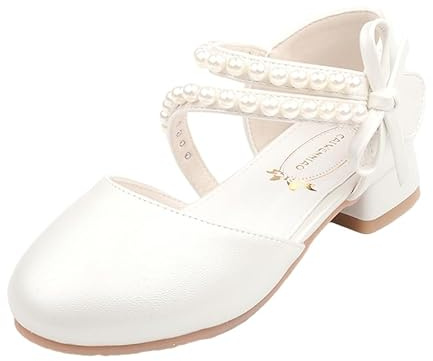 SYUKEKEYA Girls Dress Shoes Mary Jane Flower Girl Low Heels Princess Shoes for Wedding Party 5544