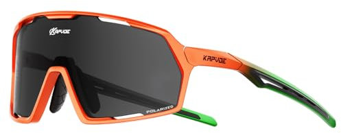 KAPVOE Polarisiert Fahrradbrille Herren Damen MTB Brille TR90 Rahmen Rennrad Brille UV400 Schutz Radbrille Sport Sonnenbrille für Radfahren Laufen Volleyball Baseball Golf Radsportbrille Schwarz