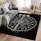 Waschbarer Wikinger-Axt Rune Wikinger-Schild Teppich - rutschfest Kurzflor Flauschig Zusammenklappbar Schmutzabweisend- Teppich Für Wohnzimmer und Schlafzimmer Spielzimmer- Schwarz, 160cm x 230cm