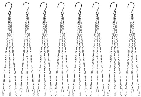 Cragmut 8 Pcs Hanging Basket Chains, 3 Point Hanging Basket Chains 16 Inch Chain for Hanging Baskets with Clips for Flower Pots Bird Feeders Garden Decor