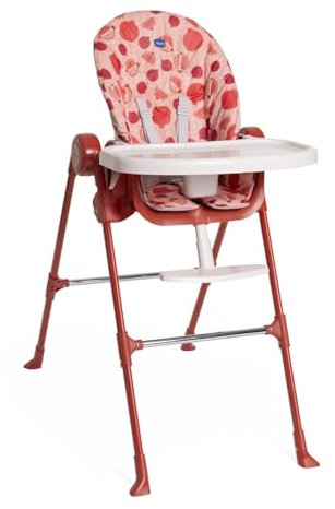 Chicco Polly Essential, Kinderhochstuhl für Babys Von 0 Monaten bis 15 kg, 3 Neigepositionen, 7 Höhenstufen, verstellbarer Fußstütze, Kompakt verstaubar, Modernes Design, Rot