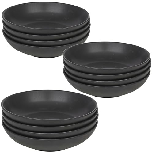 Queensway Home & Dining Stone Ceramic Dinnerware of 4/8/12 Pcs Crockery Bowls for Dining Set - Dishwasher Safe, Dessert, Pasta Bowls - 4 Solid Colour Elegant Tableware Set