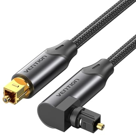 VENTION Optical Audio Cable 90-Degree Right Angle Digital Toslink Digital Cable for Soundbar and TV, Gold-Plated Optical Lead for Home Theater, S/PDIF, PS4, Xbox, Stereo System