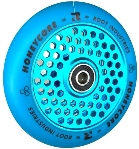 Root Industries Air Honeycore 110mm Stunt-Scooter Wheel Trick Roller Ersatz Rad Rolle + Fantic26 Sticker (Sky Blau/Pu Blau)