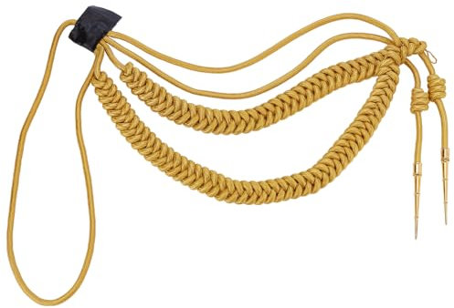 MAYJOYDIY Aiguillettes Kordel Armee Schulter Goldene Aiguillette Drahtkordel Traditionell Geflochtene Mehrsträngige Schulterabzeichenkordel Mit 2 Kegelanhänger Für Uniform Cosplay Kostüm DIY Kleidungs