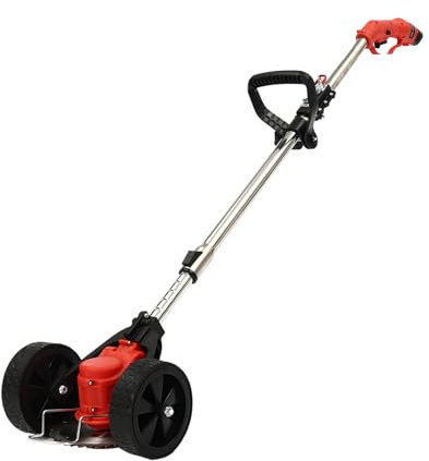 Mini tondeuse à gazon sans fil - Avec batterie et chargeur - Pour jardin, tonte (rouge)