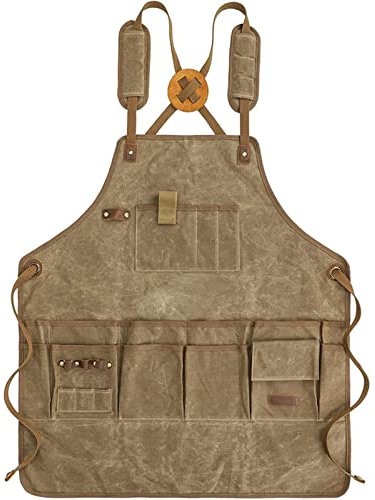 VDLLQYN, Delantal de herramientas Delantal de herramientas de lona Delantal de jardín vintage engrosado for hombres y mujeres ，Delantal de trabajo
